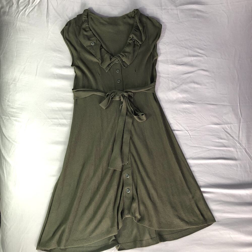 Anthropologie‎ Sparrow Green Cotton/Cashmere Belted Midi Knit Dress Size XS